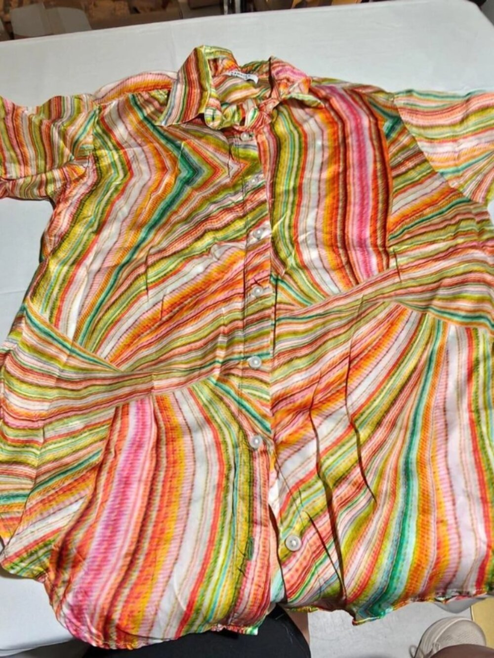 Frankies Bikinis Multicolored Striped Button Down Shirt Size S